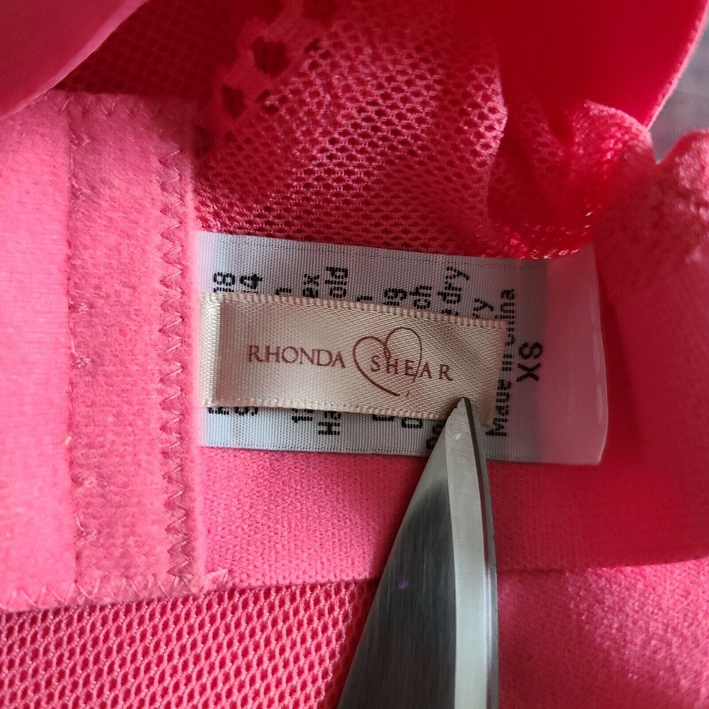 Rhonda Shear Mesh Wireless Lightly Padded Bra Sz XS Pink Adjustable Straps EUC - Picture 2 of 9